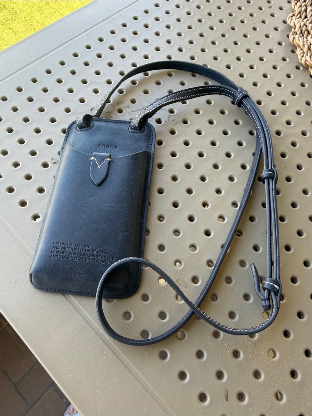 Anya Hindmarch Black Leather Mini Crossbody Phone Pouch